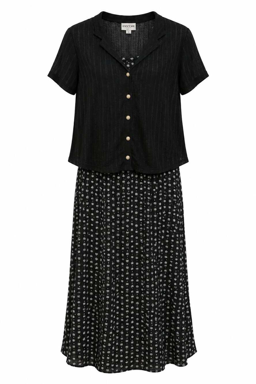 Vintage Caroline Wells 2 Piece Maxi Dress Cardigan size 14 black Floral 90's Y2K